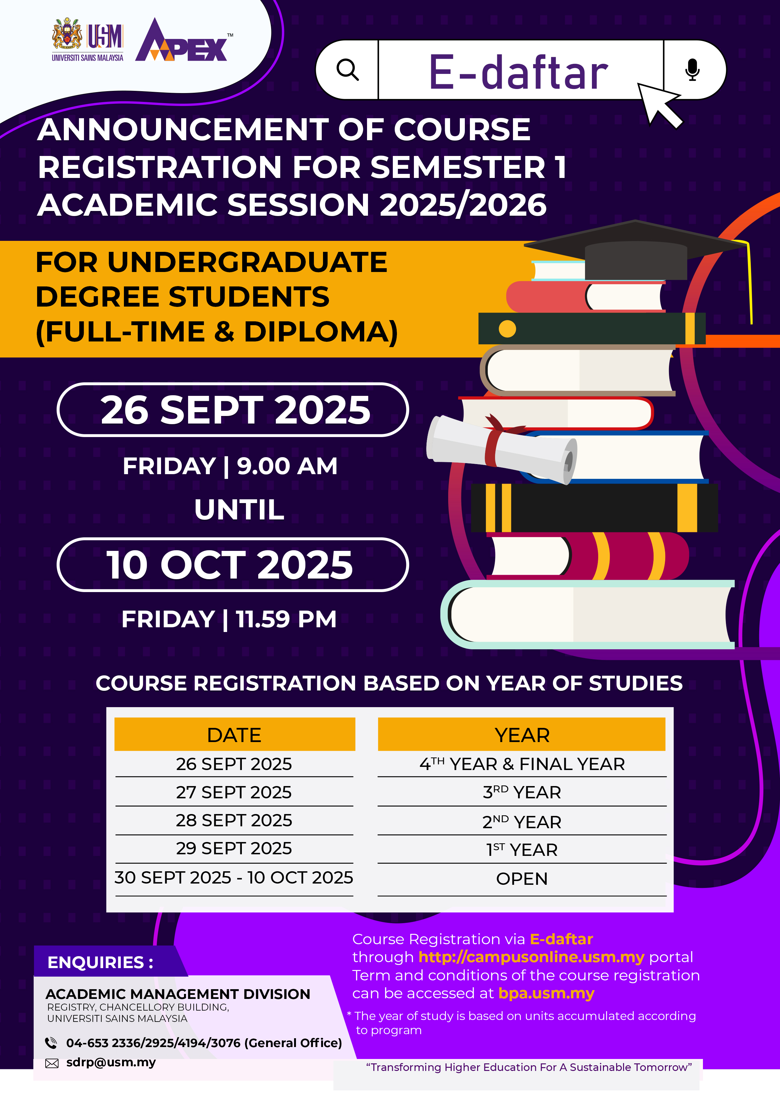 POSTER VERSION BI COURSE REGISTARTION ACTIVITY CIRCULAR SEM AC 1 2025.2026 FINAL